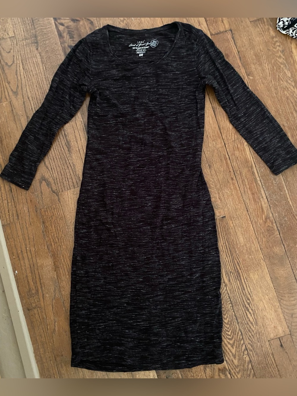 H&M Black Marled Long Sleeve Bodycon Dress